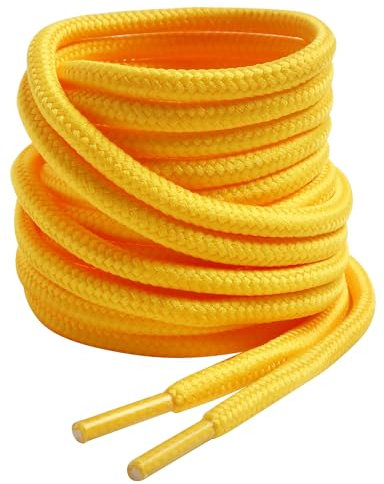 VSUDO 180 cm Lacci Giallo Rotondi per Scarponi/Stivali, Stringhe ø4 mm per Scarpe da Passeggio, Yellow Boots Lace, Lacci Giallo per Scarpe da Escursionismo/Sicurezza/Trekking (2 Paia-Giallo-180cm)