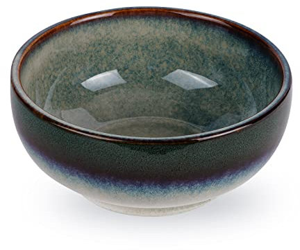 GRABADO Salatschüssel Keramik Gross, Porzellan Schalen Groß XXL 1700 ml,Schale Deko,Suppenschalen,Servierschüssel,Camping Salatschüssel 20,5 cm-Spülmaschinengeeignet und Mikrowellenfest(Tinte Grün)