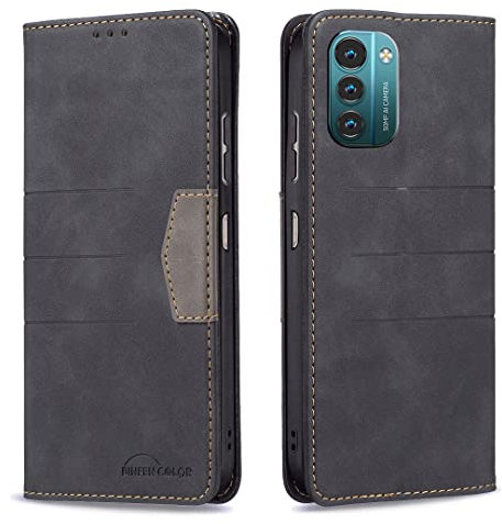 Klapber Handyhülle für Nokia G11 / G21 Leder Tasche Hülle für Nokia G11 / G21 Klapphülle Beutel mit ID Kartensteckplatz Schutz Case Weich Silikon Schale Hülle für Nokia G11 / G21, Schwarz