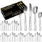 XIAOYU Set di posate da 40 pezzi, set di posate in acciaio inossidabile, servizio per 8, design unico, include coltelli da tavola/forchette/cucchiai, set di posate lucidate a specchio, argento