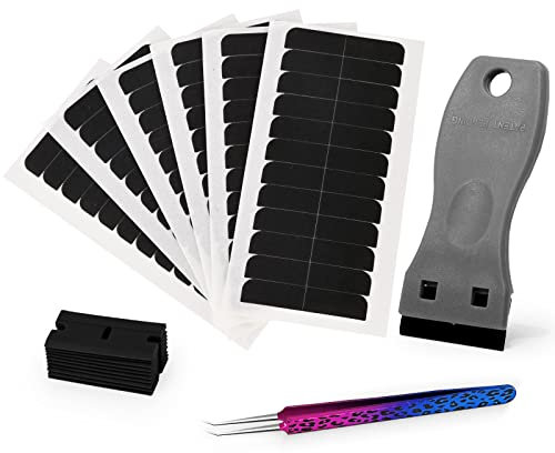 EHDIS Tape Extensions Kleber Kit, mit Pinzette und Schaber, ErsatzTape für Hair Extensions, Doppelseitiges Klebekraft Haar Klebeband für Haarverlängerungen Perücken, 72 Stück