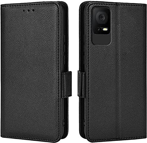 Topme Custodia in Pelle per TCL 406s / TCL 405 / TCL 406 / TCL 408 (6.6 Inches), [ Cover per Telefono Serie Modello Litchi Semplice] - Nero