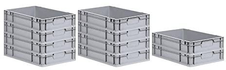 PROREGAL SuperSparSet 10x Eurobox NextGen Economy | Griffe geschlossen |HxBxT 12x40x60cm | 23 Liter | Eurobehälter, Transportbox, Transportbehälter, Stapelbehälter
