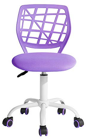 FurnitureR Sedia da ufficio Sedia da scrivania regolabile in altezza girevole in tessuto, sedia da lavoro ergonomica senza bracciolo, viola