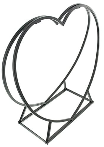 DOZRAN Kaminholzregal Holzwiegen Herzförmige Kaminholzregale – Schmiedeeiserner Holzkorb für Holzöfen Im Innen- und Außenbereich, Brennholzhalter Auf Der Hinteren Veranda