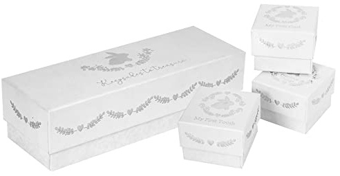 Set of 3 Keepsake Boxes - Tooth / Curl / Precious Things for Baby Shower, New Baby or Chritening 9783