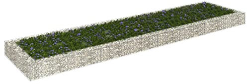 JUNZAI Lit surélevé à Gabion Acier galvanisé 400x100x20 cm,Lit Surélevé à Gabion,Gabion Jardiniere,Clôtures Décoratives Jardin