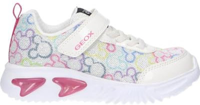 Geox J Assister Girl D Sneaker, White/Multicolor, 28 EU