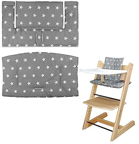 LLHQAMT For Tripp Trapp High Chair Cushion, Soft And Comfortable Baby Seat Cover With Cute Graphics, For Tripp Trapp Cushion Makes Baby Sitting Safer And More Comfortable (Grey Star Pattern)
