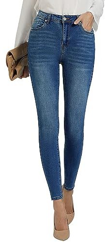 GRAPENT Cute Outfits for Women Woman Clothes Elastic Waist Jeans High Waisted Jeggings for Women Tummy Control Jeans Slim Fit Tummy Control Jeggings Color Dark Blue Large Size 12 Size 14