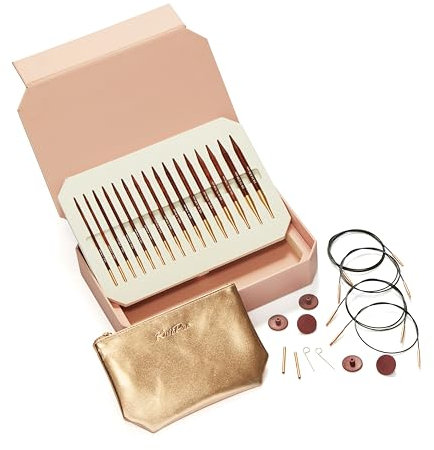 KnitPro Deluxe-Geschenkset – austauschbare Rundstricknadeln Symfonie Rose (3,50–8,00 mm) mit Zubehör