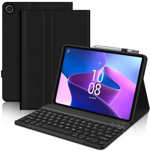 Keyboard Case for Lenovo Tab M10 (3rd Gen) 10.1, Wireless Detachable Bluetooth Keyboard with Protective Cover for Lenovo Tab M10 3rd Gen 10.1 Inch 2022 (TB-328FU/TB-328XU) Tablet, Black