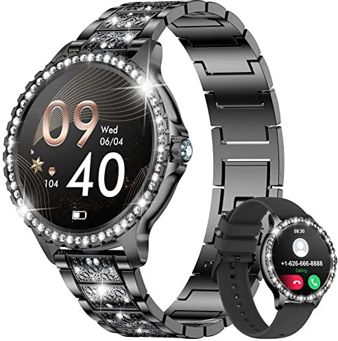 LIGE Smartwatch Donna con Chiamate Whatsapp, 1.32 Diamante Orologio Smartwatch con Sonno,Contapassi, Fisiologia Femminile Smart Watch per Android iOS