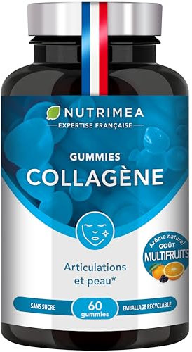 GUMMIES COLLAGENE - VERISOL® - Peptides de Collagène Hydrolysés de Type I - Riche en vitamine C - Hydratation de la Peau - Protège Os & Articulations - 60 Gummies - Nutrimea - Fabriqué en France