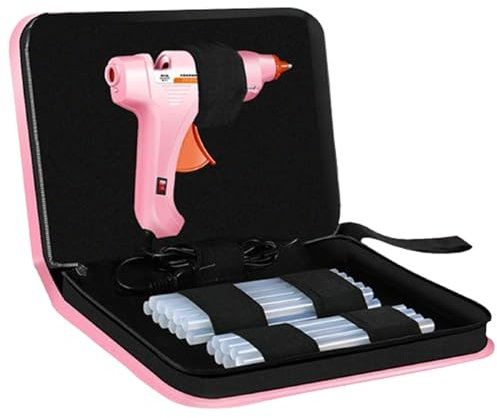 Mini pistolet à colle avec bâtons de colle ， Pistolet à colle chaude avec étui de transport,pour les projets de bricolage scolaire,les réparations rapides à la maison,la décoration de festival （Rose）