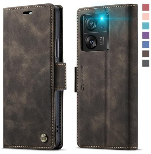 XYGLOW Handyhülle für Xiaomi 13T Hülle Klappbar Xiaomi 13T Pro Premium PU Lederhülle Klapphülle【RFID Schutz】 Kartenfach Standfunktion Schutzhülle für Xiaomi 13T/13T Pro Flip Case Wallet Tasche,Kaffee