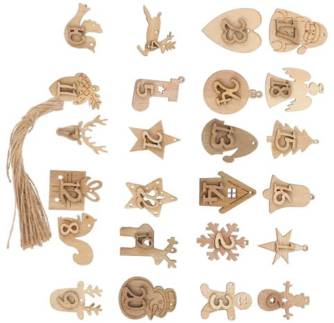 OFFSCH Holz Weihnachten Anhänger Countdown Kalender Hänge-decoration Festlicher Kreativkalender Weihnachtsschmuck Adventskalender Für Junge Mädchen