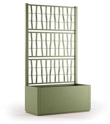 Fioriera ethica rettangolare cm 80 con spalliera verde oliva