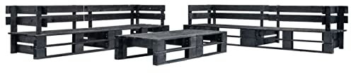 Gecheer 6-TLG. Lounge Gartenmöbel Set Holz Loungemöbel Terrasse Gartenlounge Sofa Outdoor Gartensofa Terrassenmöbel Sitzgruppe Garten Sitzgarnitur Gartengarnitur aus Paletten Schwarz Holz