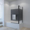 Badewannenaufsatz mit Seitenwand Schwarz matt Querstreifen Dekor 80 x 70 x 140 cm Eck Duschtrennwand für Badewanne Duschwand Glas 5 mm Sicherheitsglas ESG NANO Beschichtung Eckablage | AQUABATOS