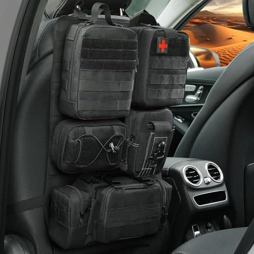 ZACITLEI Taktischer Rückenlehnen-Organizer für Autositz – Upgrade des Fahrzeug-Panel-Organizers mit 5 abnehmbaren Molle-Taschen, universell passend für die meisten Fahrzeuge