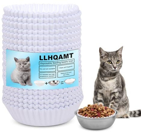 Disposable Pet Food Bowls Pad Paper, Thickening Disposable Pet Bowls, 11.5cm/4.5in Disposable Pet Food Bowls Small Lining, Suitable for Dry and Wet Food, Kittens, Puppies (Pack of 100)