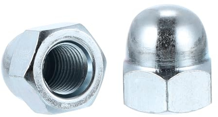sourcing map M10x1.25 Acorn Cap Nuts, 5Pcs Carbon Steel Dome Cap Head Acorn Nut Hardware Nuts for Bolt Cover Chrome Finish, Silvery