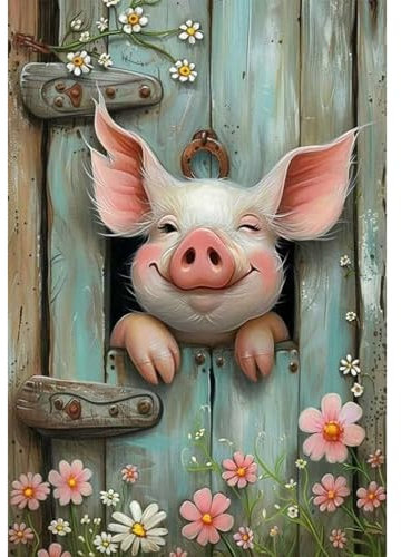 Qianbaiuk Diamond Painting Schwein-Diamond Painting Erwachsene,Diamant painting Erwachsene für Geschenk und Home Wand Dekoratione 12x16inch