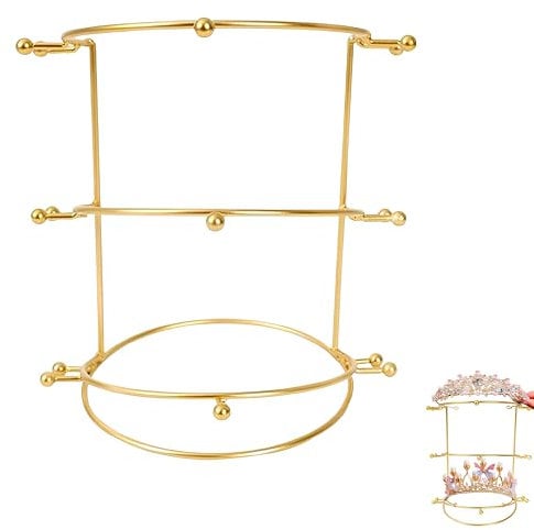 YANJIY Kopfband Aufbewahrung, 3-Stöckiger Tiara-Ausstellungsständer, Schmuckhalter, Kristall-Stirnband-Organizer, Kronen Halterung, für Mädchen, Zuhause, Haarschmuck, Braut, Krawatten, Haarreif