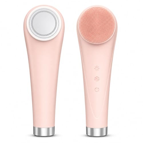 Facial Cleansing Brush,Silicone Face Scrubber,Pore Scrubber for Women Men,IPX7 Waterproof Exfoliating Face Brush,Rechargeable Electric Face Scrub,Pink