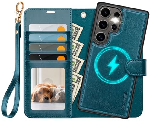 OCASE for Samsung Galaxy S25 Ultra Case, 2 in 1 Wallet, Peacock Blue | Detachable, PU Leather, RFID Blocking, Wireless Charging, Card Holders, Kickstand, Shockproof Removable Phone Cover