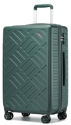 Supercase Medium Size Suitcase with 4 Wheels Lightweight PC+ABS Hard Shell Suitcase Check in Hold Luggage with Wheels, Lock(24, Green)