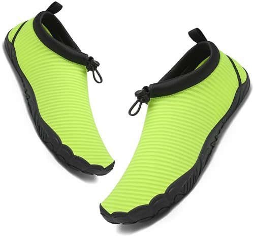 Mishansha Herren Badeschuhe Damen Atmungsaktiv Wasserschuhe Schnelltrocken Barfuß Aquaschuhe Fluoreszierendes Grün Gr.42