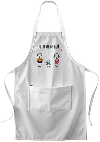 Transparent Gift Delantal de Cocina Personalizado con Muñecos y Nombres. Delantales de Cocina para Padre, Madre. Regalos Personalizados Papá. Regalos Originales para Hombre o Mujer. Con Bolsillo.