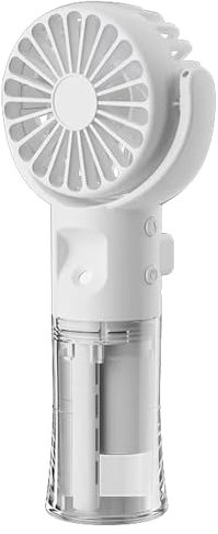 Handheld Fan, Mini Portable Hand Held Fan with Water Mist Spray, USB Rechargeable Fans with 4 Speeds, Lightweight Small Desk Fan Desktop Cooling Fans for Indoor, School, Travel, Camping, Makeup(White)