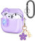 Newseego Clear Case Compatible for AirPods 4 with Secure Lock, Transparent Cover with Cute Flower Keychain for Girls Women Full Body Shockproof Protective Cover for AirPods 4th Generation 2024-Purple