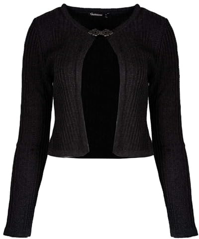 OS Trachten Strickjacke Mia Damen | Kurze Trachtenjacke zum Dirndl | Strick Trachten (DE/NL/SE/PL, Numerisch, 48, Regular, Regular, schwarz)