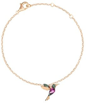 Einzelstück® Kolibri Fußkette I 925 Sterling Silber Fußkettchen mit Vogel Design I 14K Gold & Rosegold I Hummingbird Vogel mit Zirkonia Steinen I Allergikerfreundlicher Echtschmuck (Rosegold)