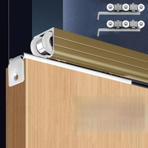 Ceiling Mounted Sliding Door Track Kit, Smooth Roller Bypass System for Space Saving Cabinet and Wardrobe Doors