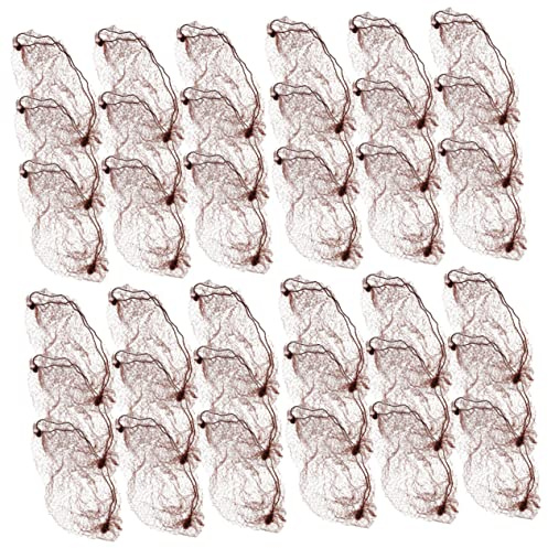 DEARMAMY 60 Stück Haarnetz Braunes Netz Für Haare Brötchen Netz Mädchen Netze Haarschmuck Für Damen Mikrofaser Zubehör Haarbrötchen Gummibänder Elastische Mesh-dutt-abdeckung Kaffee Nylon