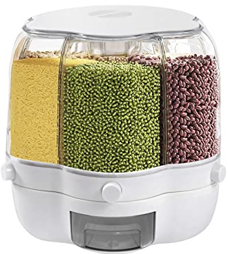 Dispensador de cereales, 6 rejillas giratorias, dispensador de alimentos secos, contenedor de almacenamiento, para cereales, cubos de viaje, comida seca, caja de fruta, harina de arroz de azúcar, cubo