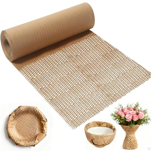 Papier-Luftpolsterfolie, große Rolle, Wabenverpackungspapier für Umzug und Versand von Fragiles, tolles Paketverpackungsmaterial für Umzüge, Verpackung Erdnüsse Kartonrolle