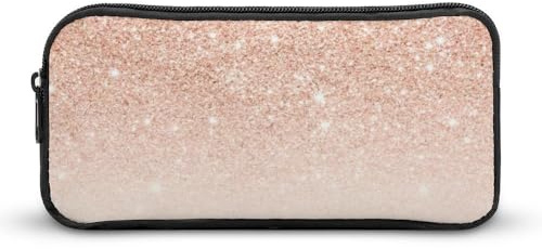 Dgsxynth Federmäppchen, Fragemarken, Schreibwaren-Tasche, Business-Reisetasche oder kleiner Werkzeugkasten, Make-up-Tasche für Mädchen, Roségold, künstlicher Glitzer., 22*12*5cm, Federmäppchen