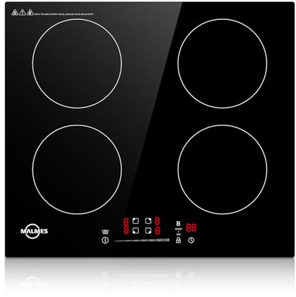 MALMES 4 Platten Induktionskochfeld 60 cm, 7000W, Einbau Kochfeld Induktion | Power Booster Touch-Bedienung, 9 Leistungsstufen, Sicherheitsschloss, Touch-Bedienung, Zeitschaltuhr, D60474H2