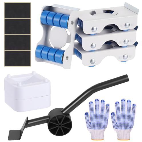 Zourglow Heavy Duty Furniture Mover, 350kg Supported Weight | 4 Metal Furniture Dolly with 8 Wheels Each + Pry Bar, Furniture Lifter Mover Tool Set for Refrigerator Sofa Cabinet