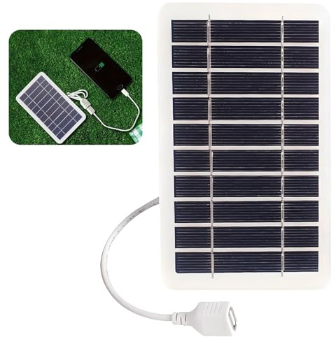 Panneau Solaire 5 W 5 V 1000mA, avec Port USB,Panneau Solaire Étanche IP65 pour Randonnée, Camping, Escalade - Léger et Durable, Idéal pour Charger Téléphones et Appareils USB en Extérieur