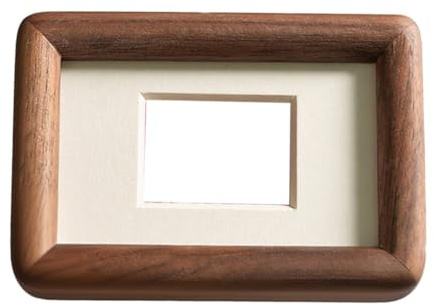 Vibsky Kleiner Bilderrahmen aus Holz für Mini-Karten und Bilder, 5,5 x 8,4 cm und 7,6 x 10,2 cm Innengröße, Buche Teak Schwarz Walnussholz mit Ständer