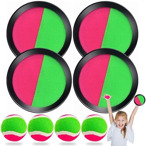 PQETBV Captura Bolas Raqueta Set, Juego de Lanzamiento y Captura Deportiva, Juego de Playa Exterior Interior Piscina Terraza para Infantiles Adultos 2 3 4 5 6 7 8 9 10 11 Años Pascua Regalos