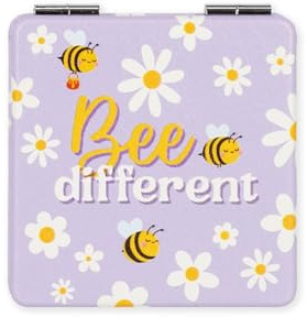 LEGAMI - Handtaschenspiegel mit Vergrößerungsspiegel, Motiv Bee, ohne Verzerrungen, ideal für die Handtasche und für Reisen, 6 x 6 cm