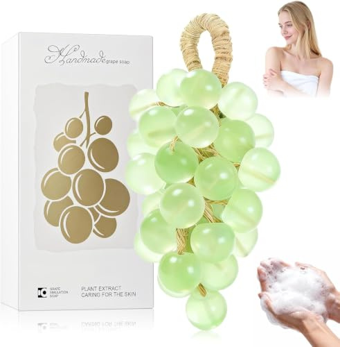 Grape Soap, Fresh Fragrance, Effective Cleansing (Green, Grape Soap) | Grapes Soaps on a Rope, Gentle Formula, Soaps on a Rope, Hanging Design, Suitable for Ladies